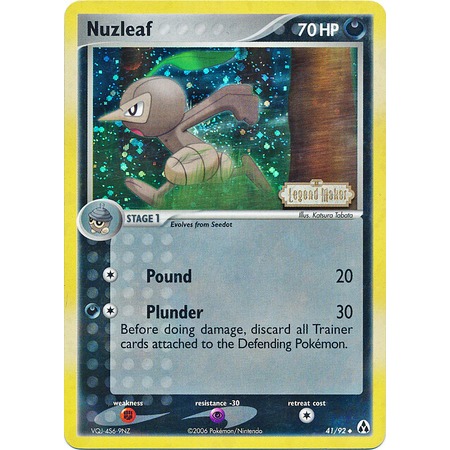 การ์ดโปเกมอนภาษาอังกฤษ Nuzleaf - 41/92 - Uncommon Reverse Holo Ex Legend Maker Reverse Holo Singles 