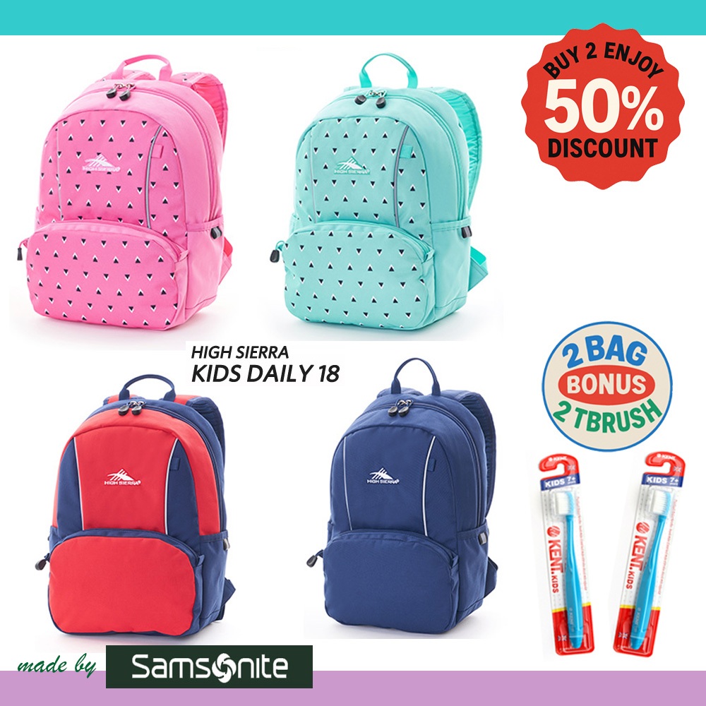 [HIGH Sierra] Daily 18 Backpackกระเป๋าเป้สะพายหลังน้ำหนักเบากันน้ำได้ กระเป๋านักเรียนเด็กที่สะดวกสบา