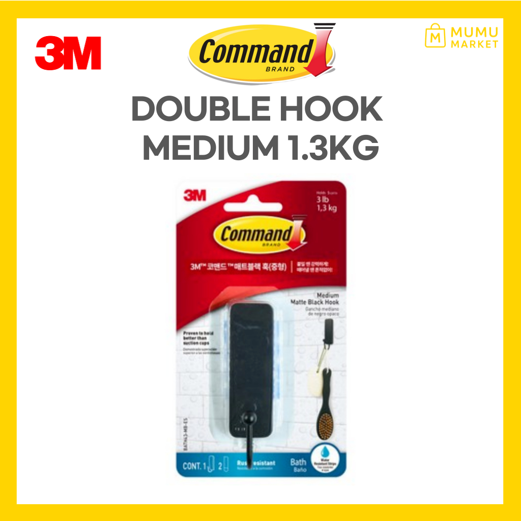 [3M] Command Medium Hook 1.3kg – Matte Black – กันน้ํา – 1 ชิ้น