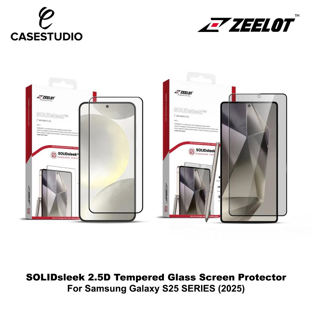 ZEELOT SOLIDsleek 2.5D กระจกนิรภัยป้องกันหน้าจอสําหรับ Samsung Galaxy S25/ S25 Plus/ S25 Ultra (2025