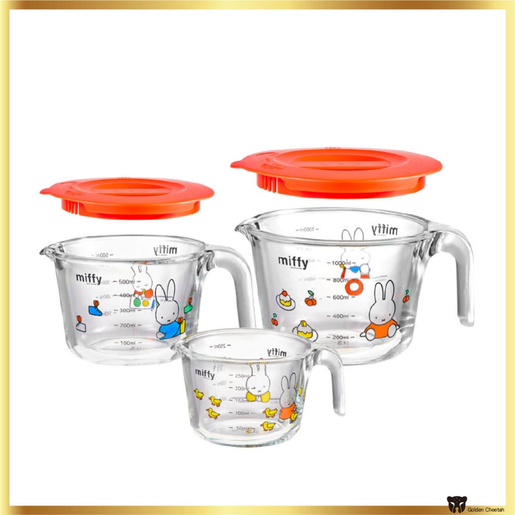 Ejiry x Miffy ถ้วยตวงแก้ว (250ml, 500ml พร้อมฝาปิด, 1000ml พร้อมฝาปิด)