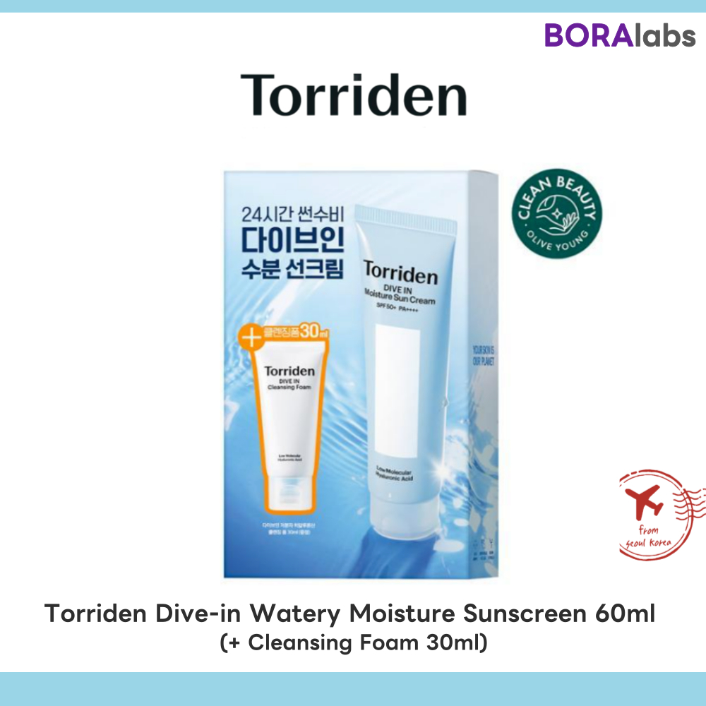 Torriden Dive-in Watery Moisture Sunscreen ครีมกันแดด 60ml (+ โฟมล้างหน้า 30ml)