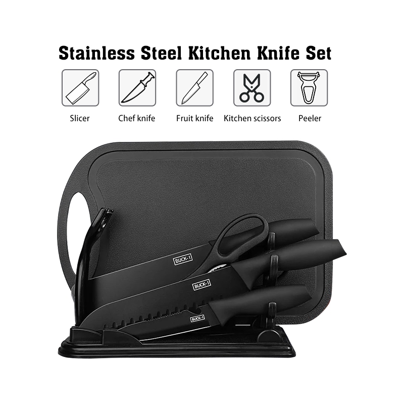 [SG Seller]  5Pcs / 7Pcs Knife Set Cleaver Chef Knife Bread Kitchen Knife Utilities Knife Peeling Kn