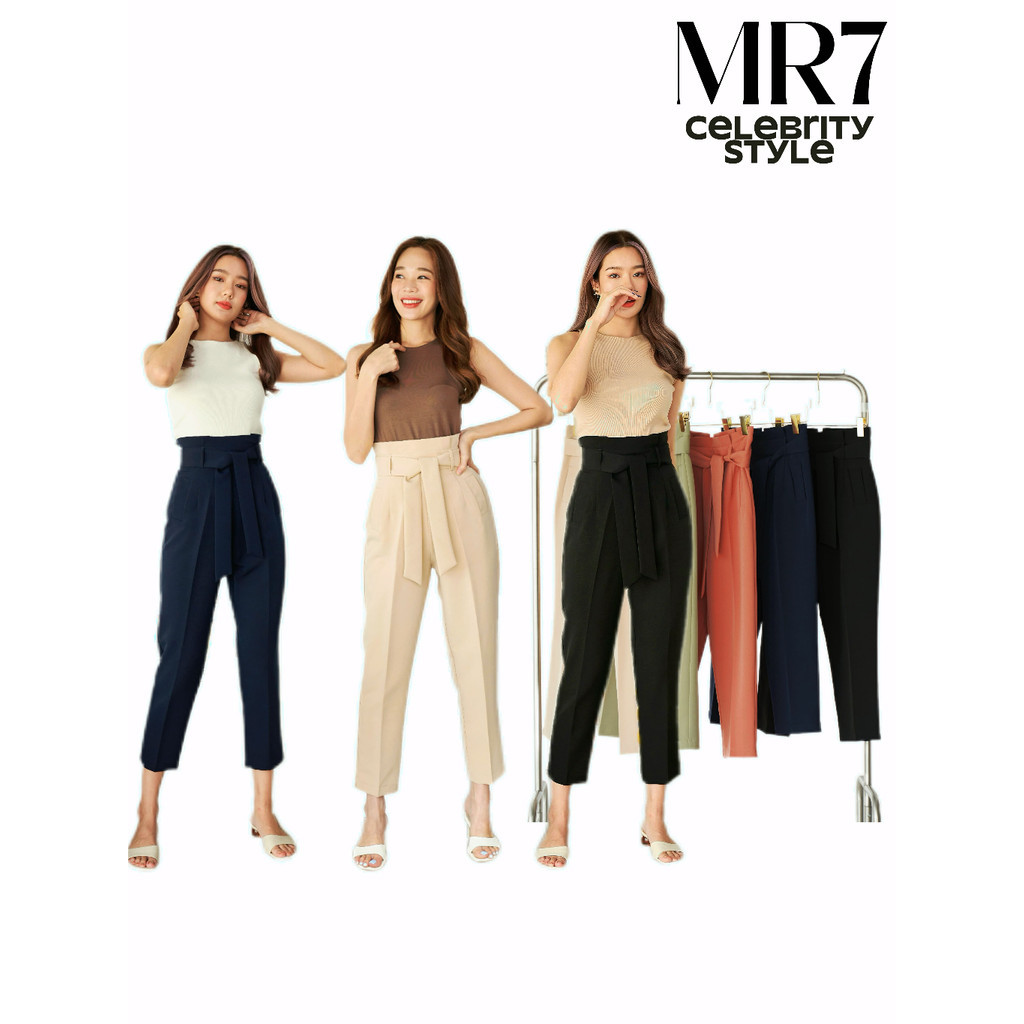 Celebrityy.style Mr7 gossip กางเกง เอวสูง ทรงขาเดฟ พรี่เมี่ยมเกรดส่งออก งานตัดเอง มีเชือกผูกเอว