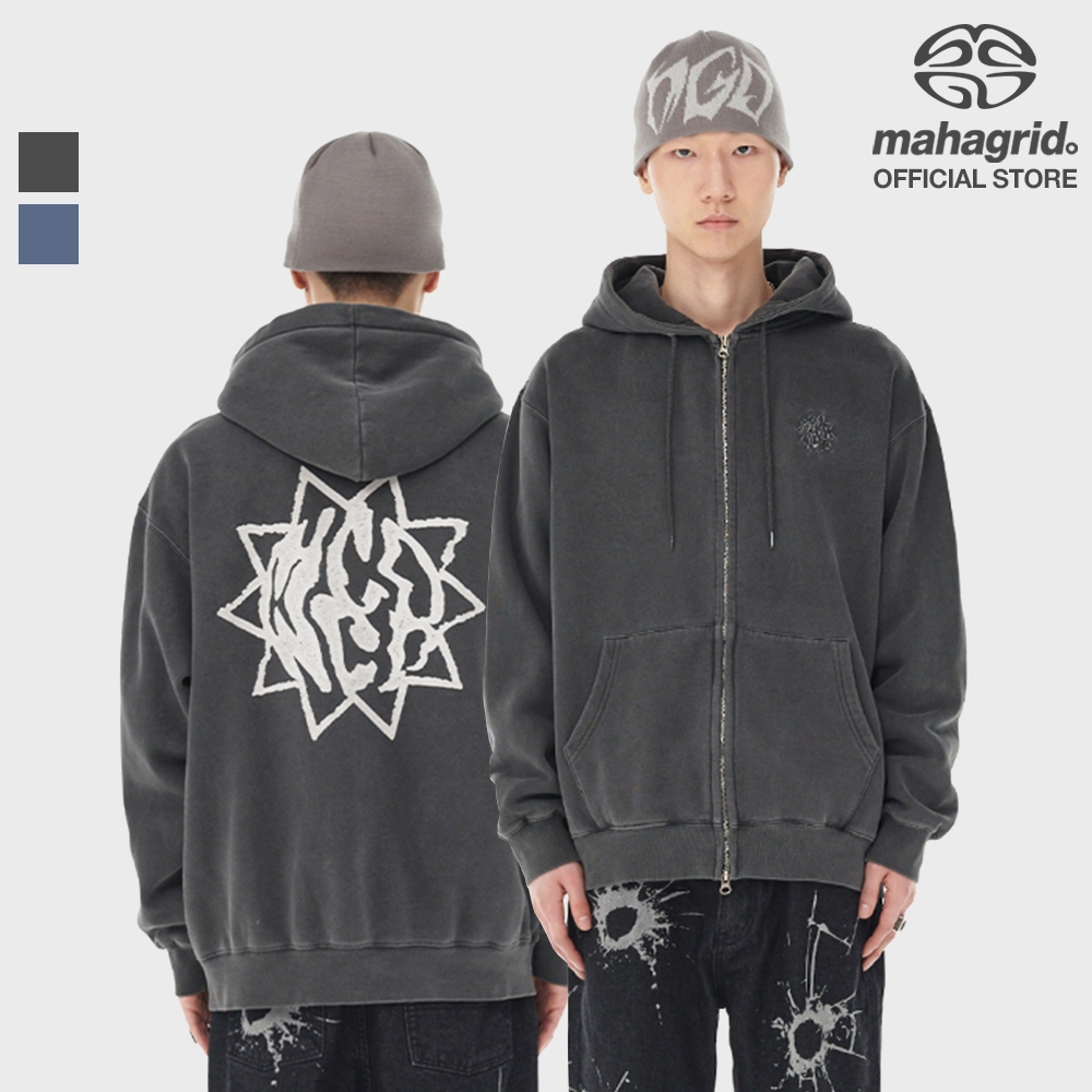[MAHAGRID] Sun LOGO PIGMENT ZIP UP HOODIE