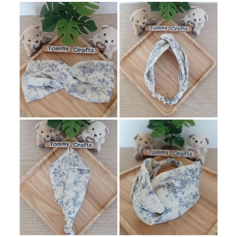 Tommy Crafts ผ้าคาดผมแบบไขว้ ผ้าฝ้ายอัดยับพิมพ์ลาย Turban twist Headband - รูปที่ 3