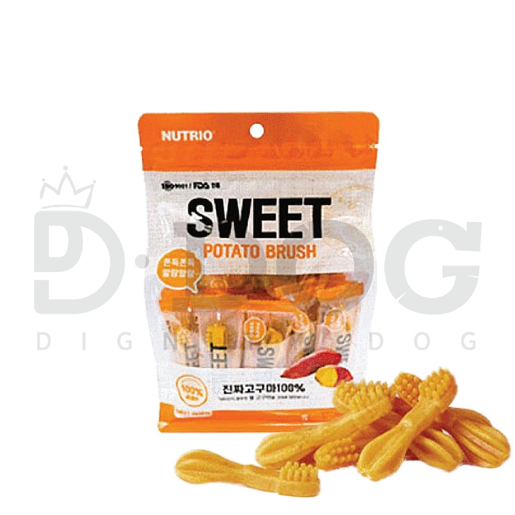 【 NUTRIO 】 20P Dog Dental Treat แปรงมันฝรั่งหวานสำหรับสัตว์เลี้ยงที่มีคราบจุลินทรีย์และเคี้ยวกำจัดหิ