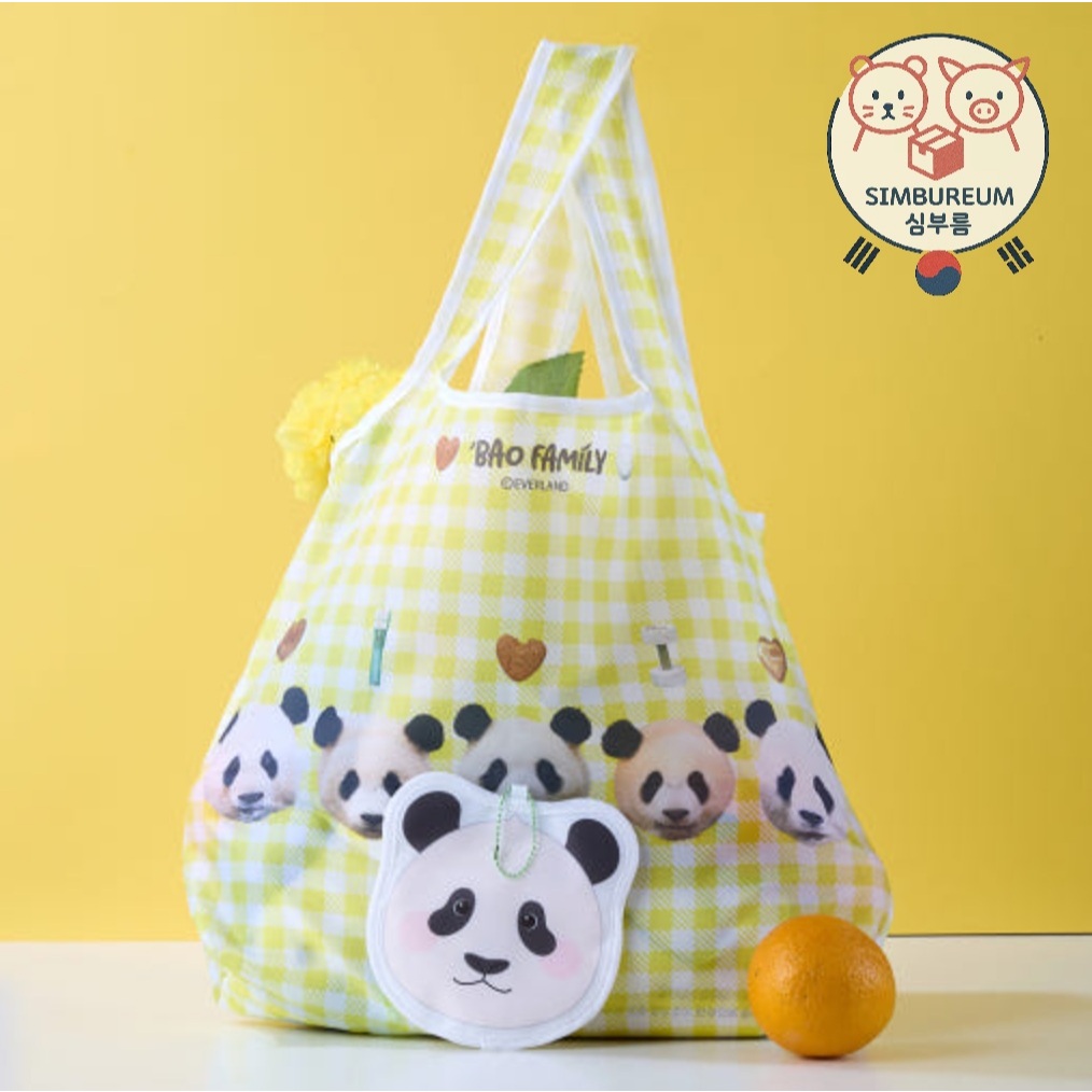 [Everland] Korea Bao Family Panda FuBao Face กระเป๋าช้อปปิ้งแบบพับได้ Tote Bag