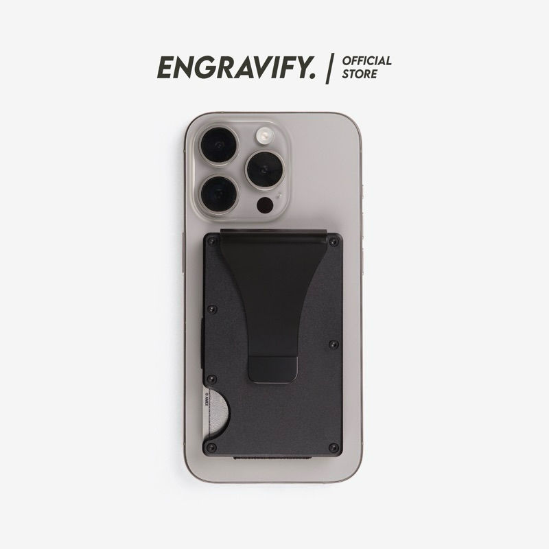 ใหม่ ENGRAVIFY Custom MagSafe ชื่อ Minimalist Slim Men Wallet - RFID Wallet Name Card Holder Wallet 