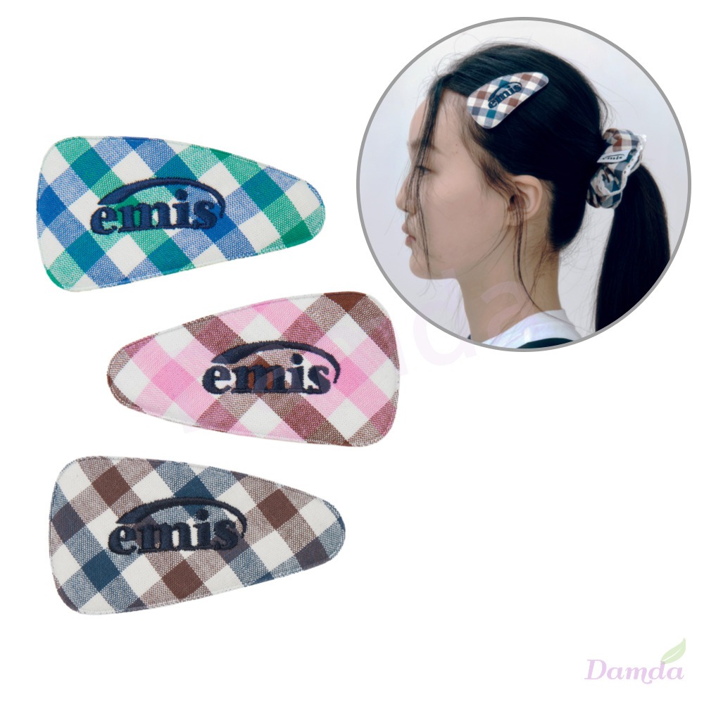 Emis Block Check Wide Hair pin 3 สี ของแท้ 100%