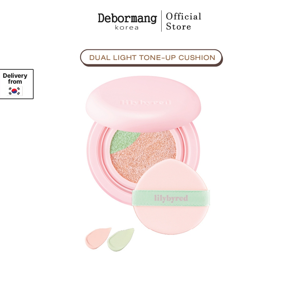 Lilybyred Dual Light Tone Up Cushion Peach Green SPF50+ PA+++ 12g