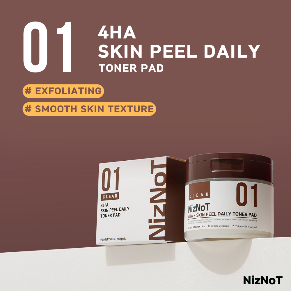 Niznot 01 4HA-AHA, BHA, PHA, LHA Skin Peel Daily Toner Pad 60pads