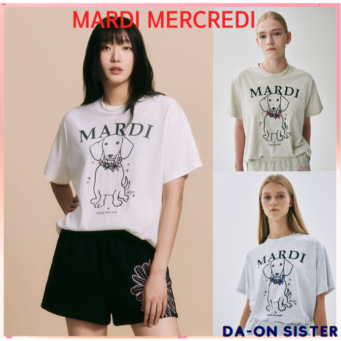 MARDI เสื้อยืดเกาหลีพรินต์สร้อย꽃จากDDANJI สไตล์สวิงเทイル 4สีแท้100%