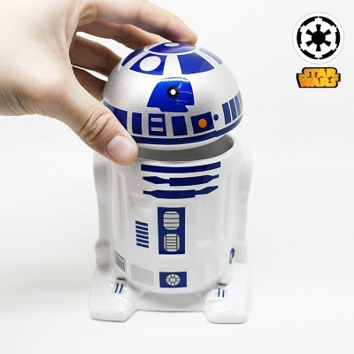 INSTOCKS Star Wars R2-D2 หุ่นยนต์ Mandalorian 3D เซรามิค Creative แก้วสํานักงานถ้วยกาแฟ R2D2 เด็ก Yo