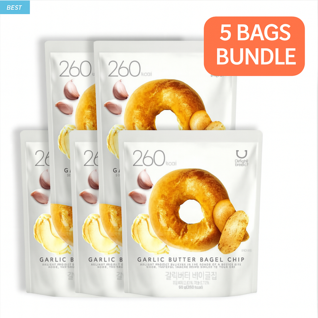 [Delight Project] Garlic Butter Bagel Chips 60g x 5 Packs • ขนมเกาหลี • Olive Young • ขนมสุนัขกรุบกร