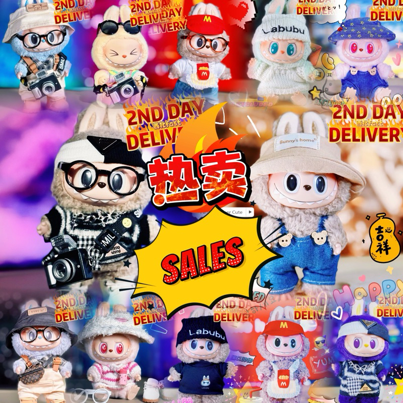 SG Labubu V1 V2 เสื้อผ้า Xmas Casual Hip hop R&B อินเทรนด์กางเกงยีนส์ Catchy Viral Ha