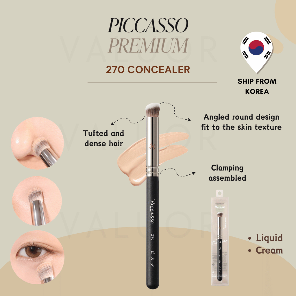 [PICCASSO] 270 คอนซีลเลอร์ / เหมาะสําหรับการปกปิดใต้ตาและจุดเหมาะสําหรับแต่งหน้าใบหน้า, ทํางานร่วมกับคอนซีลเลอร์ครีมและของเหลว, แปรงปัดแก้มแบบน้ําที่สมบูรณ์แบบ)