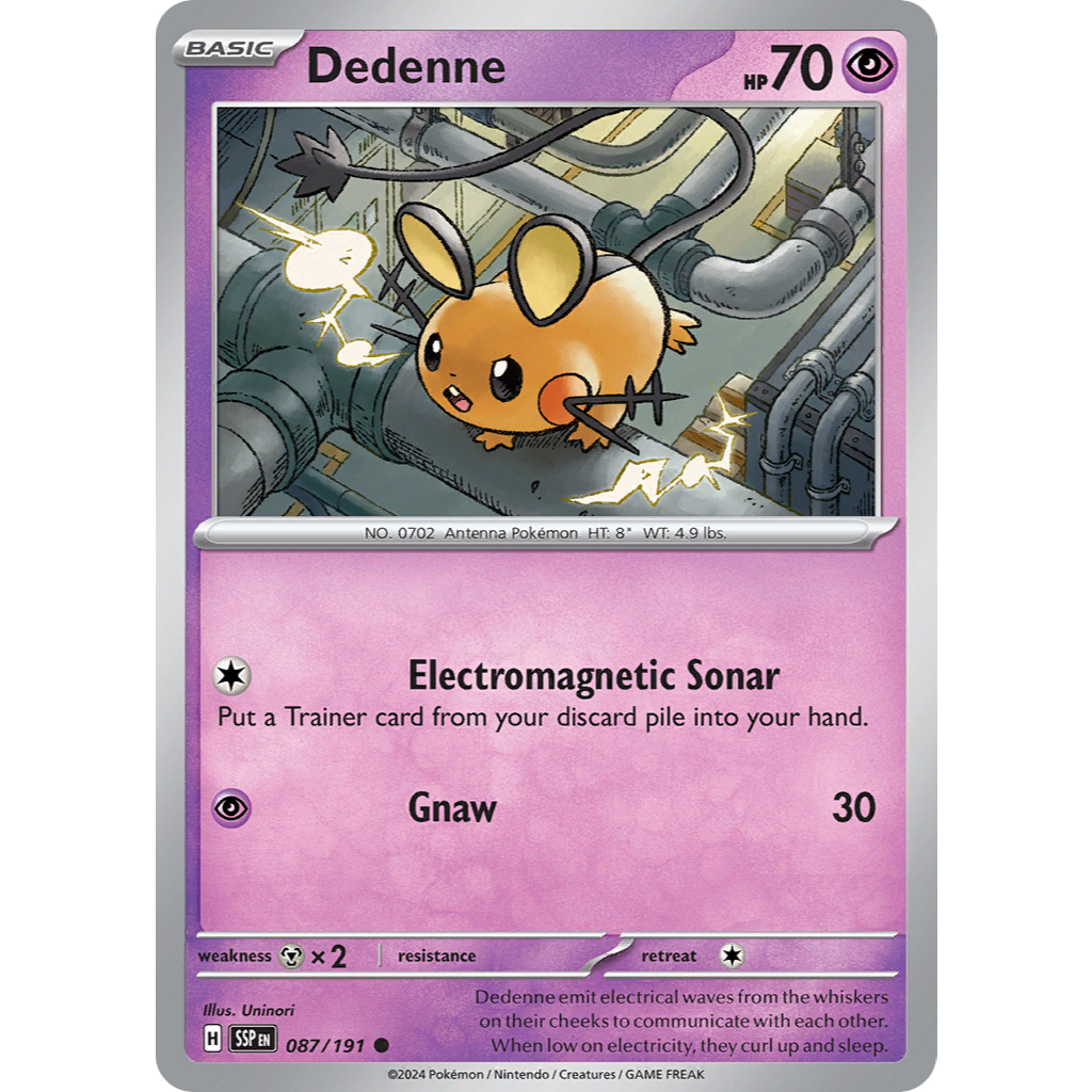 [Pokemon Tcg] [Scarlet & Violet: Surging Sparks] Common Reverse Holo Dedenne