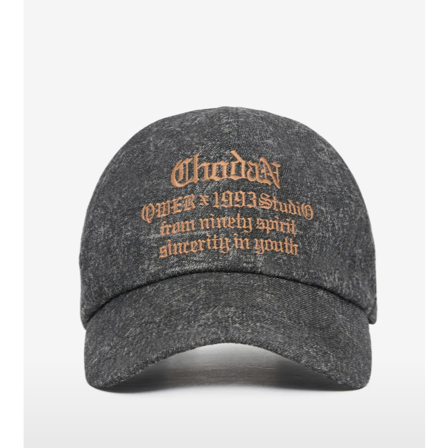 ❤️1993studio [CHODAN PICK] [CHODAN] Typeo Graphicเย็บปักถักร้อย Ball Cap_Black200% ของแท้