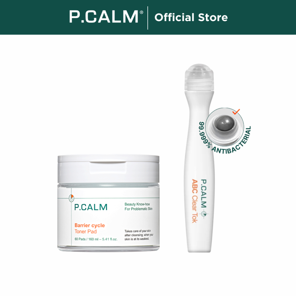 [P.CALM] Barrier Cycle Toner Pad + ABC Clear Tok Set ลดสิวอุดตัน