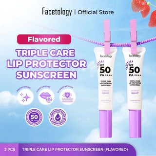 FACETOLOGY Triple Care Lip Protector Sunscreen SPF 50 PA++++ 5ml - Pelembab Bibir Lip Serum Facetology