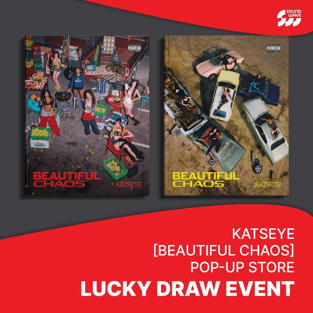 [HYBE UMG] KATSEYE BEAUTIFUL CHAOS ALBUM - สุ่มหนึ่ง สุ่มหนึ่งสุ่มพร้อมการวาดนําโชค ชุดสองชิ้น
