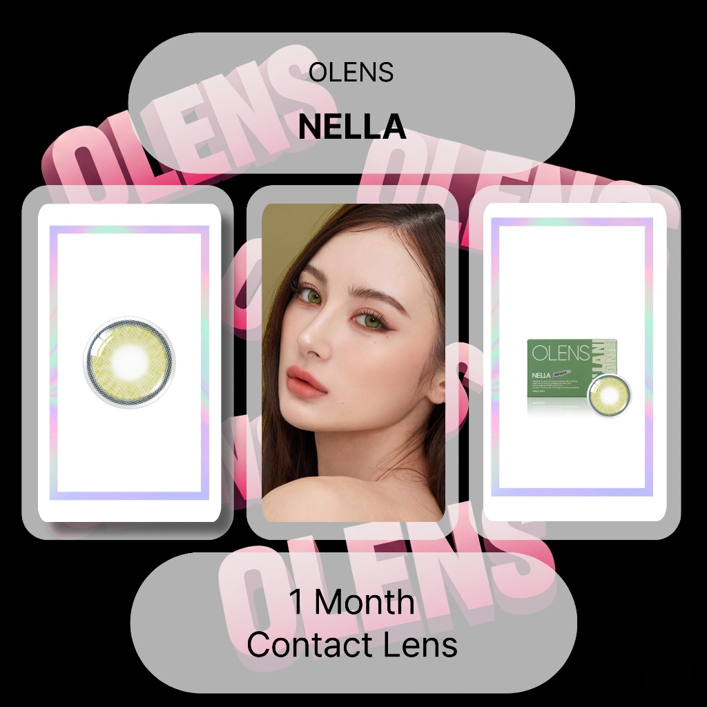 [OLENS] คอนแทคเลนส์ 1 เดือน <NELLA> (สี Ash Olive) (13.3mm) (2P)
