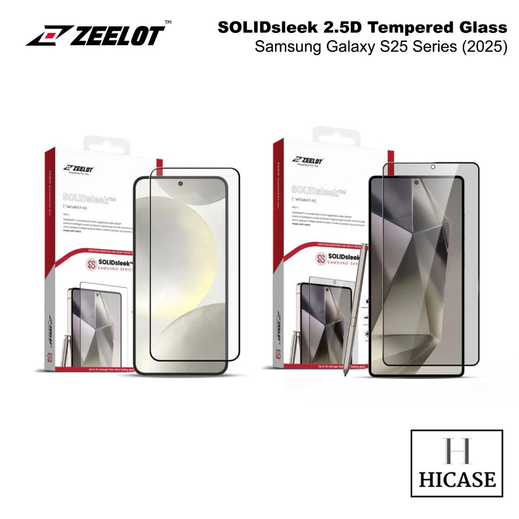 ZEELOT SOLIDsleek 2.5D กระจกนิรภัยป้องกันหน้าจอสําหรับ Samsung Galaxy S25/ S25 Plus/ S25 Ultra (2025
