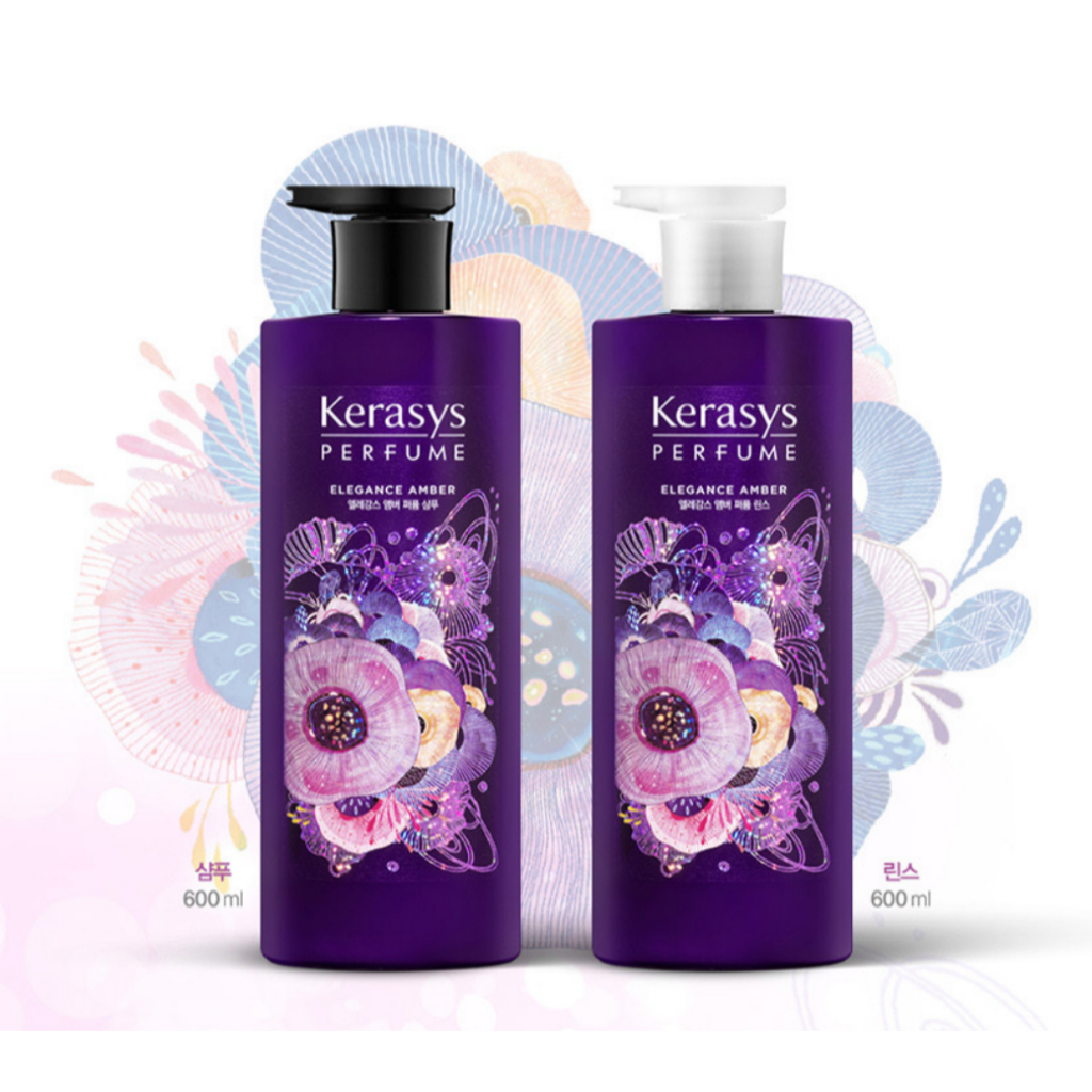 [Kerasys] แชมพูน้ําหอม Elegance Amber & Rince – กลิ่นดอกไม้ (600ml)