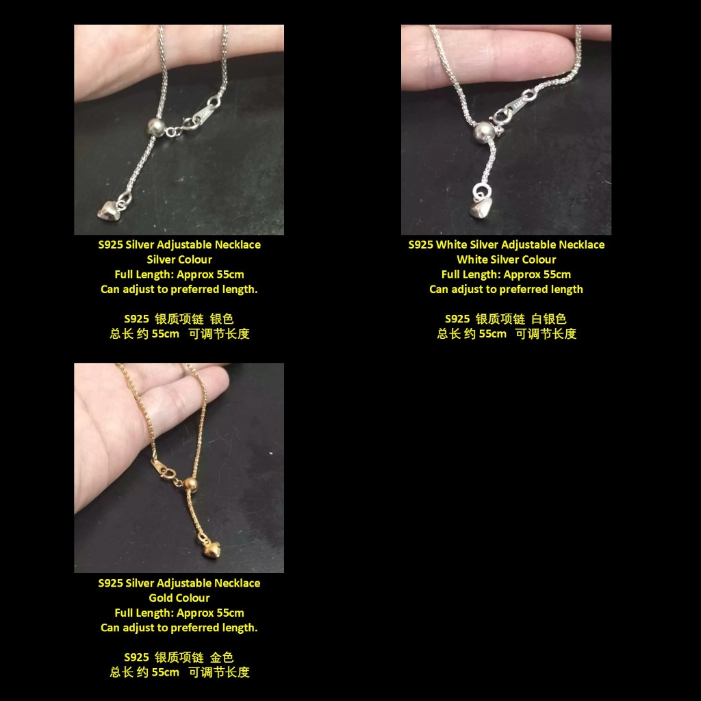 S925 เงินแผนภูมิสร้อยคอปรับได้ S925