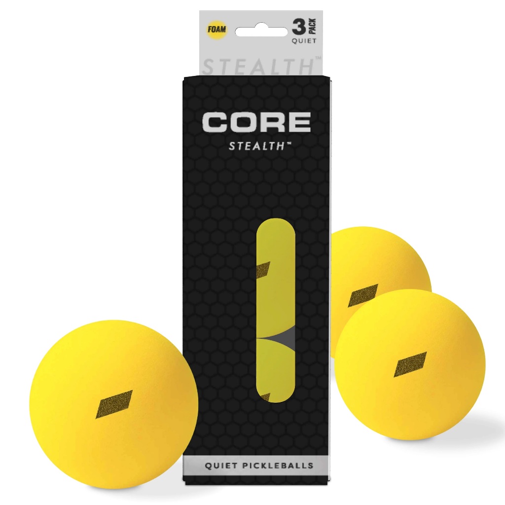 CORE Stealth Foam Pickleball ball - แพ็ค 3 เงียบ ทนทาน