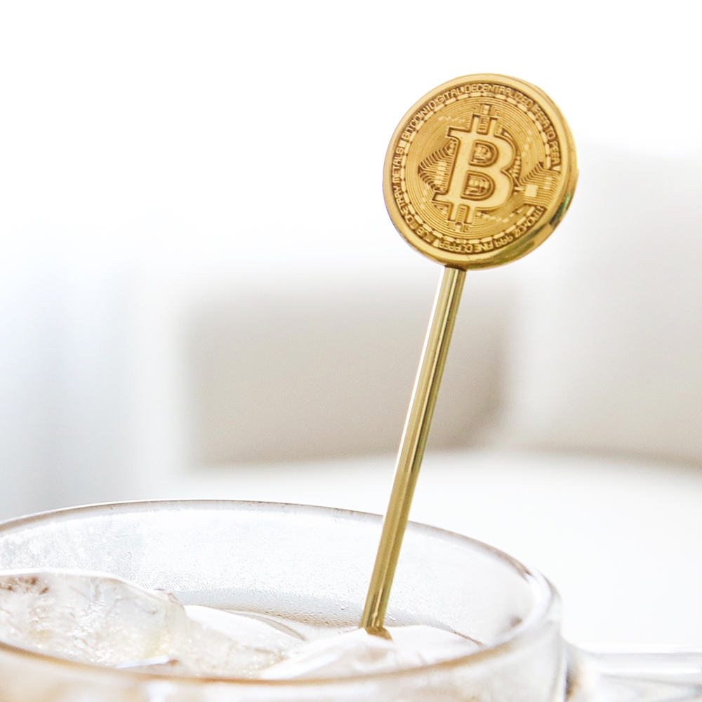 Crypto Coin Design Cocktail Drink Stirrer Muddler 4P / Bitcoin Style Digital สกุลเงิน