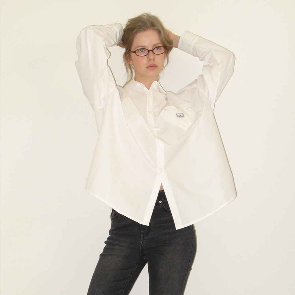 [RONRON] STITCH HEART POCKET OVER FIT SHIRT / 5colors — صورة 3