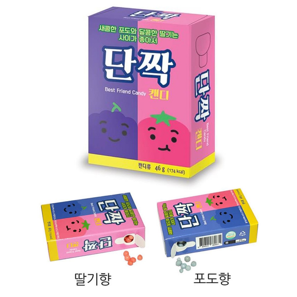 Danzzak Candy / Korean Sweet & Tangy Candy Duo (เกรป แอนด์ สตรอเบอร์รี่) / Danzzak Korean Retro Cand