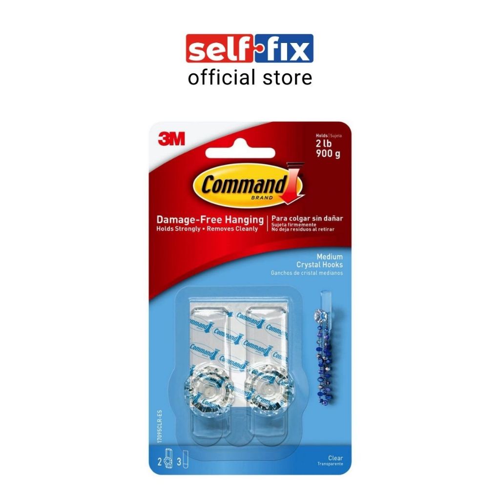 3M 17095CLR-ES ตะขอคริสตัลขนาดกลางใส