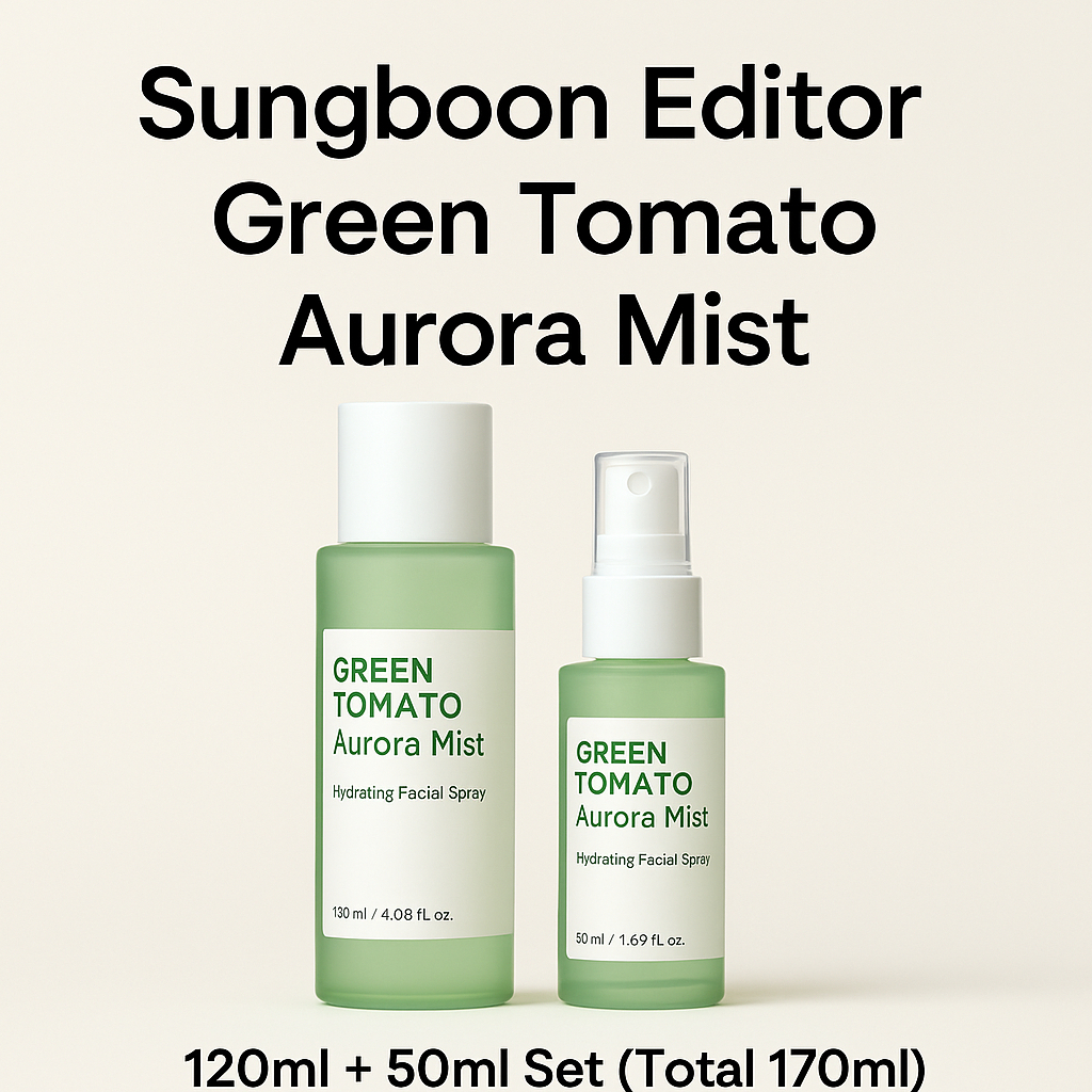 Sungoon Editor Green Tomato Aurora Mist – Hydrating Facial Spray – 120ml + 50ml Set (รวม 170ml)