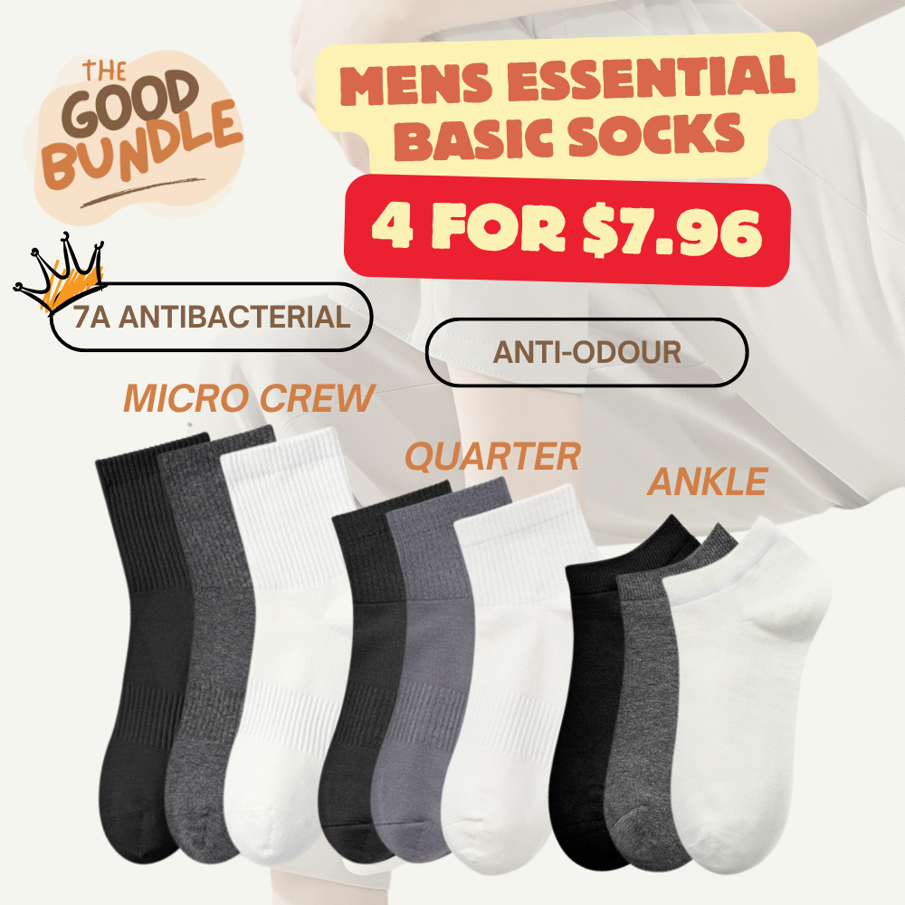(4 สําหรับ $7.96) ‍ ️ ถุงเท้าบูทหุ้มข้อ Mens Essential Daily Crew Quarter