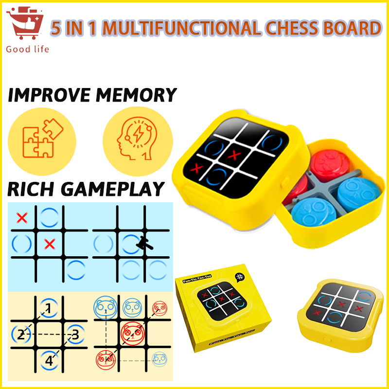 ของเล่น Tic Tac Toe เกมกระดานปริศนาอิเล็กทรอนิกส์เกมกระดานสําหรับเด็กแบบพกพามือถือเกมไม่มีที่สิ้นสุด