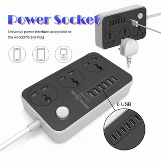 🔥Gxmix🔥[Shopee Choice] 6 USB Port 3 Socket Universal Power Strip Extension Plug Power Socket Electric Sockets (USB C *)