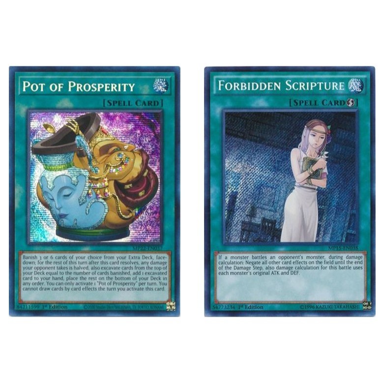 ภาษาอังกฤษ Yugioh Pot of Prosperity - MP22-EN037 - PSE 1st Edition/สคริปต์ต้องห้าม - MP15-EN038 SE ร