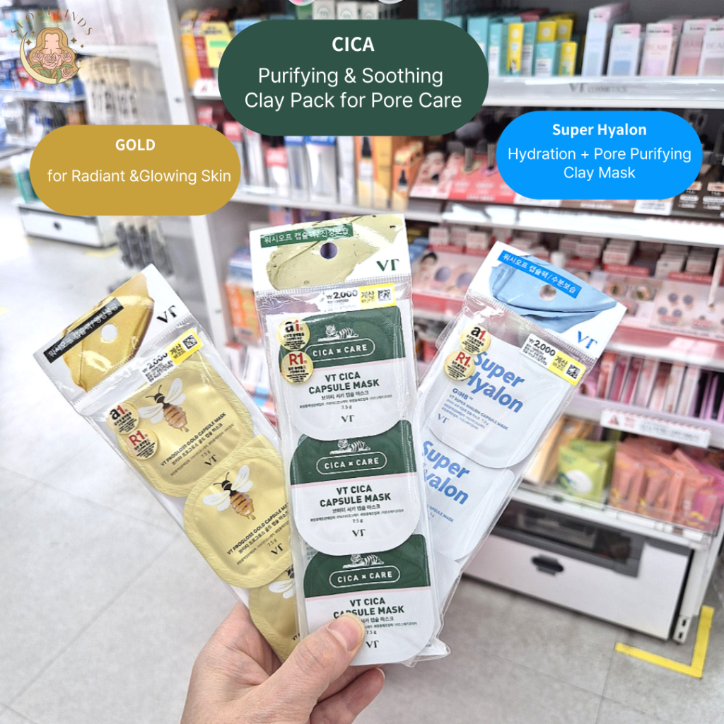 [VT COSMETICS] VT Capsule Mask 3 pack ล้างแพ็ค 3Type(Cica/Super Hyalon/Progloss Gold)