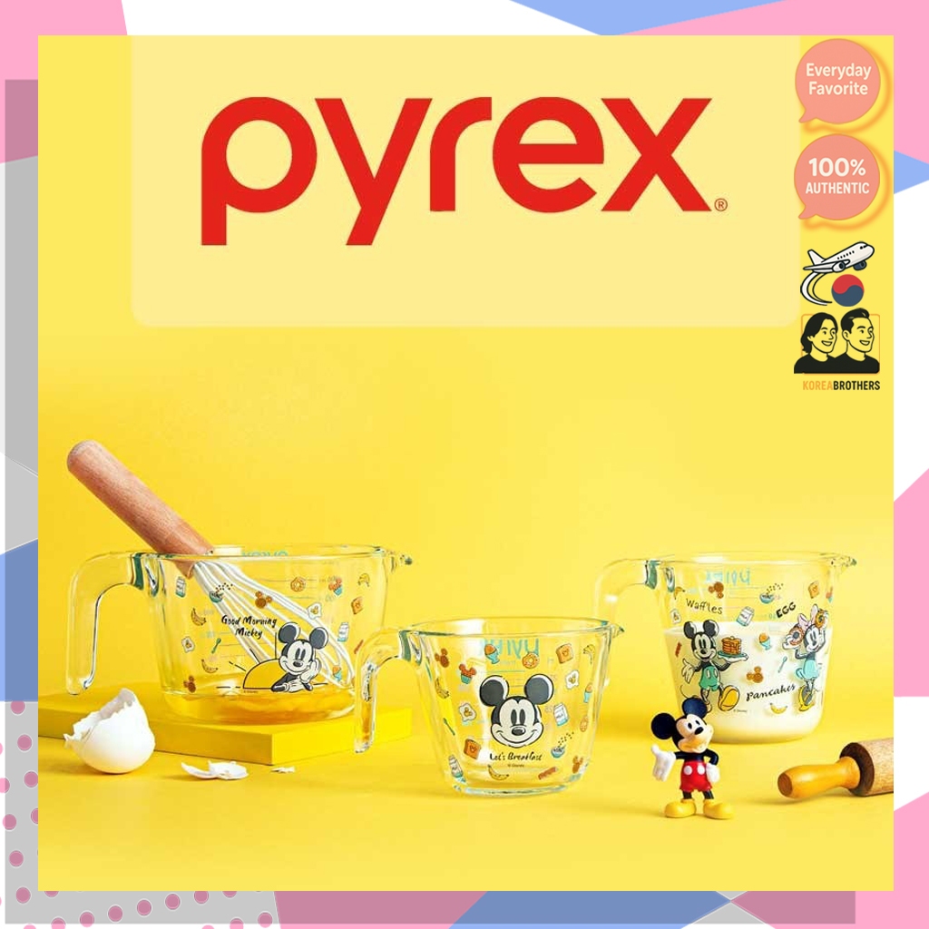 Pyrex Good Morning Mickey ถ้วยตวงทนความร้อน / 250ml, 500ml, 1000ml / เครื่องแก้ว Disney