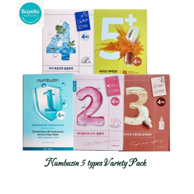 [Numbuzin] Daily Mask pack (No1~No5 แต่ละ 1 แผ่น/1 ชุด) การกําหนดค่าแพ็คต่างๆ!