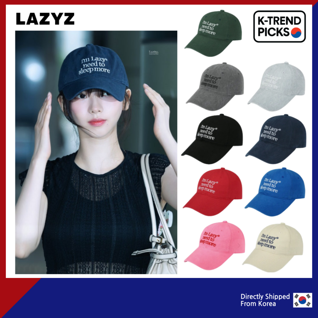 [จัดส่งด่วนเกาหลี] LAZYZ Sleep More Washed Ball Cap – หมวกเบสบอลสไตล์ K ที่ผ่อนคลาย
