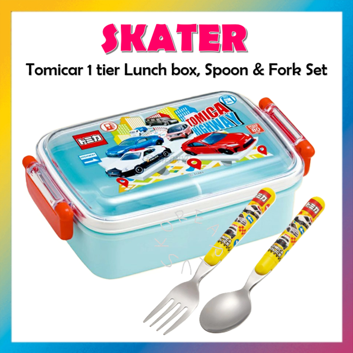 [SKATER] Tomicar กล่องข้าว 1 ชั้น 450ml, ชุดช้อนและส้อม 14cm RBF3ANAG SFR1