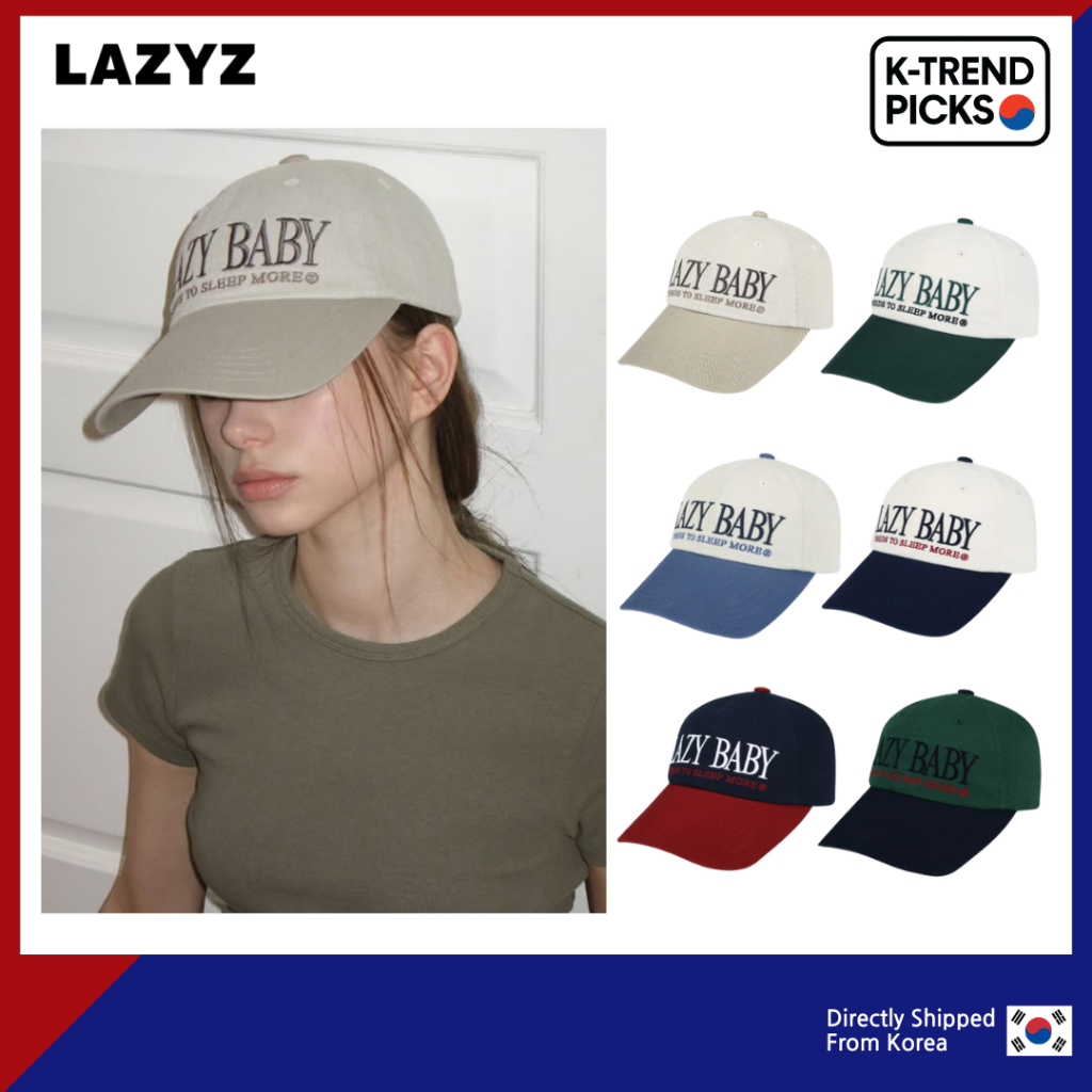 [จัดส่งด่วนเกาหลี] LAZYZ 90s Retro Baby Logo Ball Cap – หมวกเบสบอลสไตล์ K วินเทจ