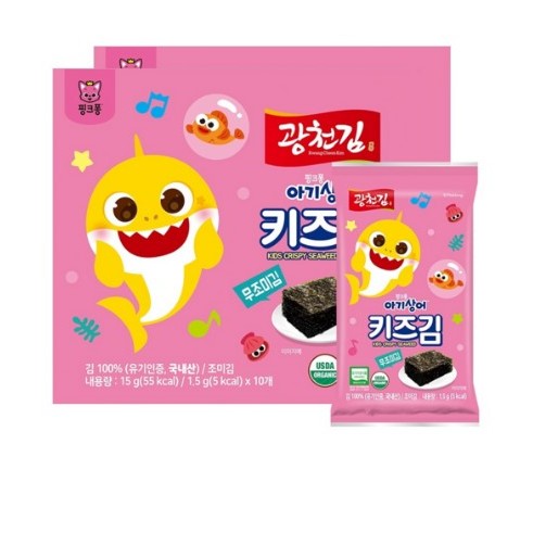 [PINKFONG] สาหร่ายทะเลเด็ก Laver Baby shark Organic Kids Crispy Seaweed Low Salt No sugar Seaweed Flakes