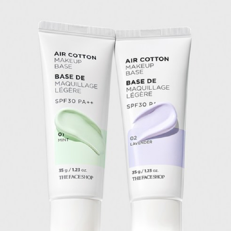 The Face Shop Air Cotton Makeup Base 35g, Lavender, Mint Tack/ 1ea