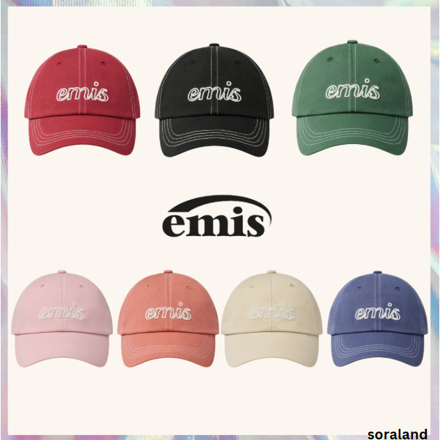 [emis] LETTERING LOGO WHITE STITCH BALL CAP 7 สี (ใหม่)