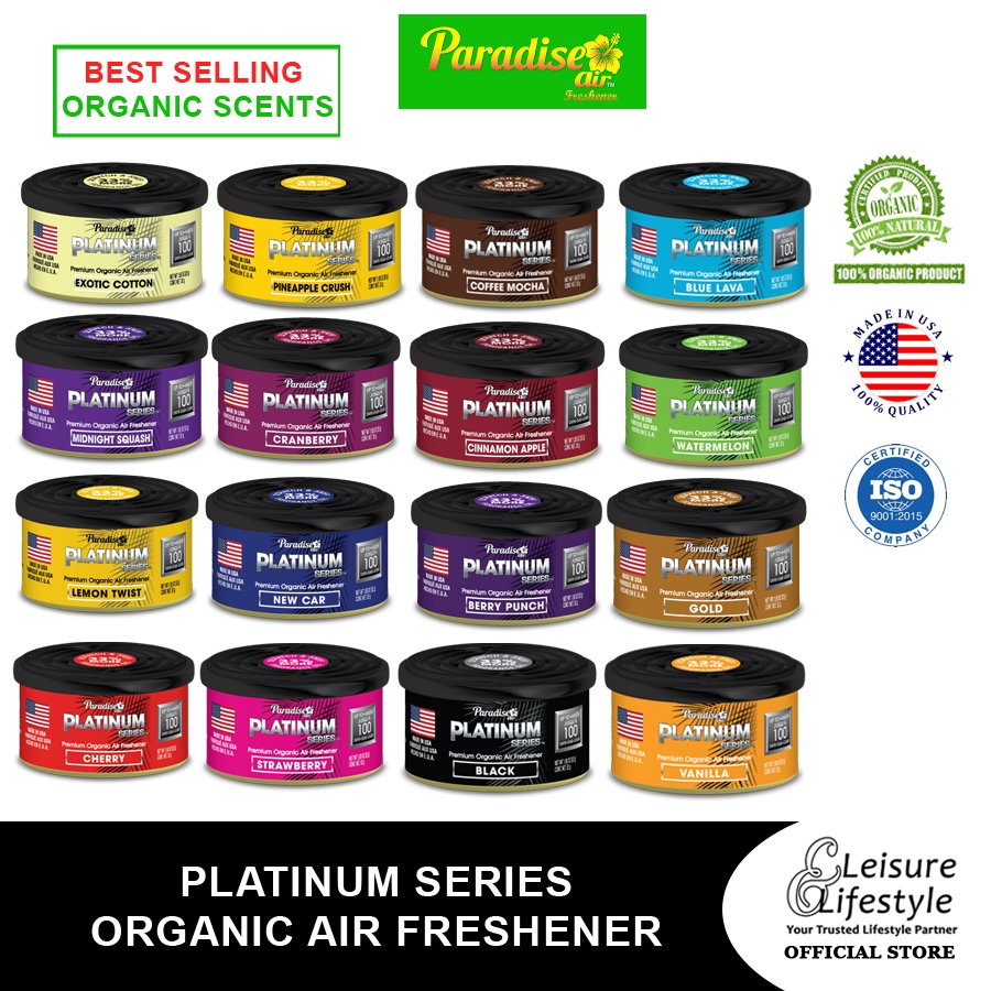 Paradise Air Platinum Organic Air Freshener 52g Last Up To 100 Days (California Scents Fragrances)